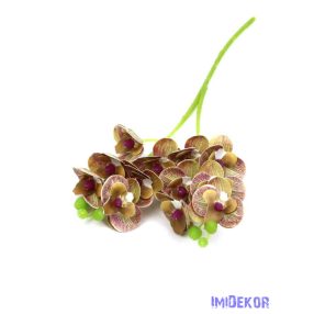 Orchidea 2 ágú szálas művirág 32 cm - Barna