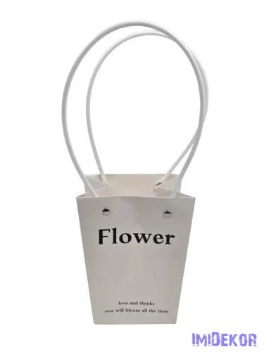 Virágtáska nagy trapéz Flower - Fehér