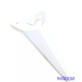Szíves szálas virág csomagoló 45cm - Fehér
