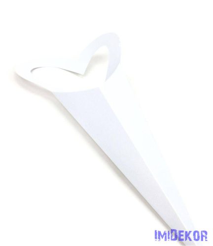 Szíves szálas virág csomagoló 45cm - Fehér
