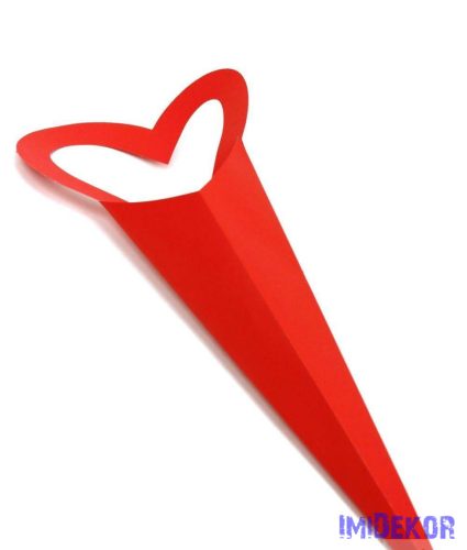 Szíves szálas virág csomagoló 45cm - Piros
