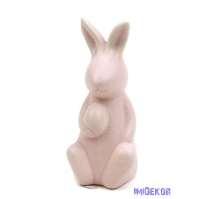 Kerámia matt nyuszi tojással 12,5cm - Rózsaszín