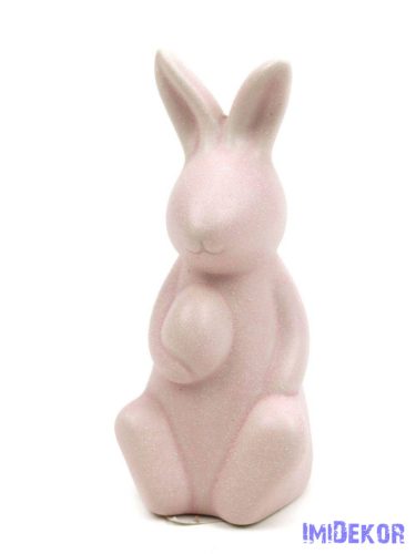Kerámia matt nyuszi tojással 12,5cm - Rózsaszín