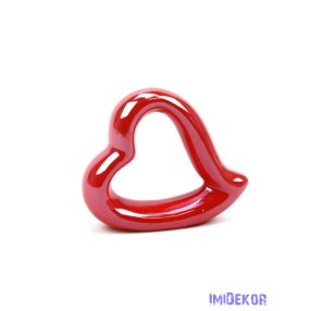 Kerámia lyukas piros szív álló 6x7x2cm