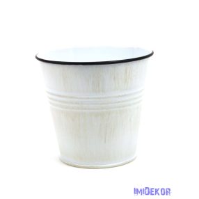 Színes bádog vödör 11,5cm - Fehér
