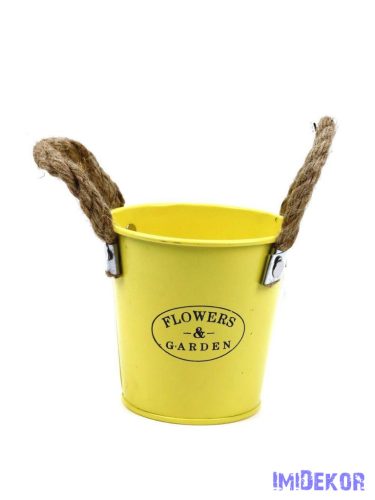 Kötél füles bádog vödör kaspó Flowers Garden 10cm - Sárga