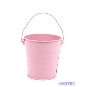 Színes bádog füles vödör 10cm - Rózsaszín