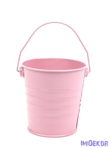 Színes bádog füles vödör 10cm - Rózsaszín