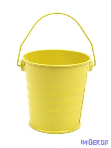 Színes bádog füles vödör 10cm - Sárga