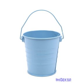 Színes bádog füles vödör 10cm - Kék