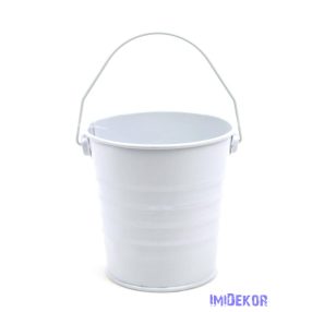 Színes bádog füles vödör 10cm - Fehér