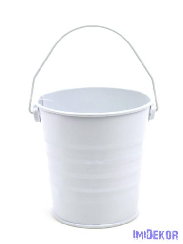 Színes bádog füles vödör 10cm - Fehér