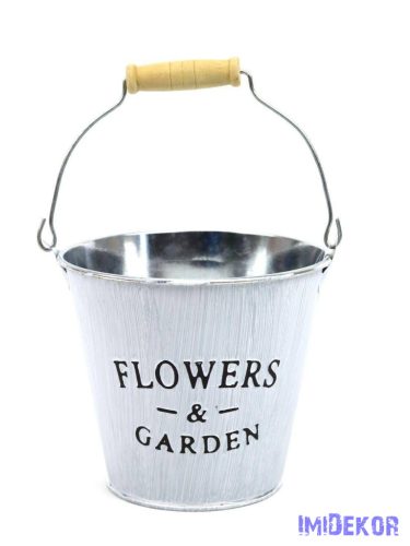 Füles bádog vödör Flower&Garden felirattal