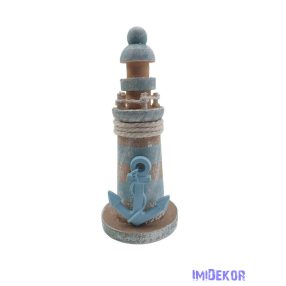 Fa világítótorony horgonnyal 12,5cm - Világoskék