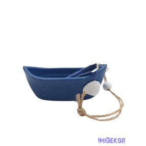 Fa hajó kagylóval 9,5cm - Sötétkék