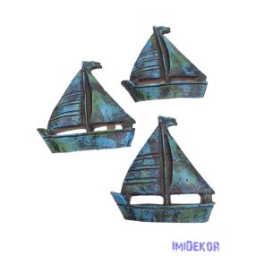 Nyári dekor - Vitorlás hajó antik kb 6,5x6cm 3db/csomag