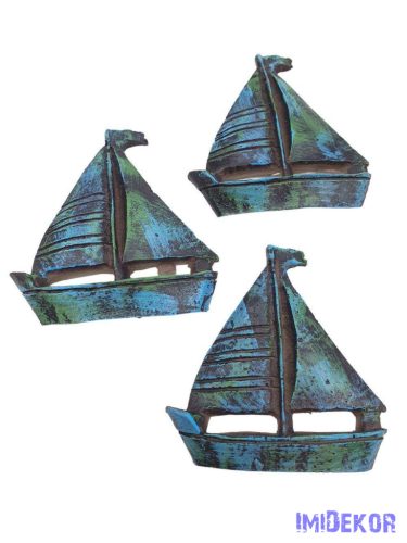 Nyári dekor - Vitorlás hajó antik kb 6,5x6cm 3db/csomag