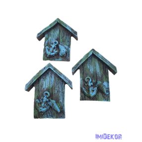 Nyári dekor - Horgonyos házikó kb 6,5x5cm 3db/csomag
