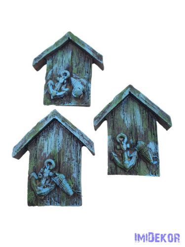 Nyári dekor - Horgonyos házikó kb 6,5x5cm 3db/csomag