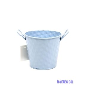 Rombusz mintás füles bádog kaspó 10cm - Kék