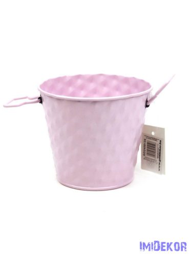 Rombusz mintás füles bádog kaspó 10cm - Rózsaszín