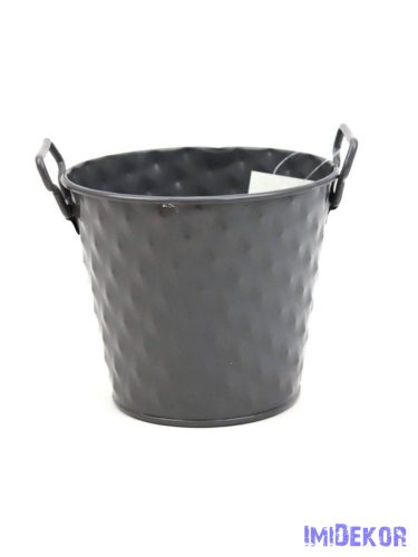 Rombusz mintás füles bádog kaspó 10cm - Szürke