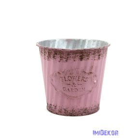 Rusztikus csíkos bádog kaspó 10cm - Mályva