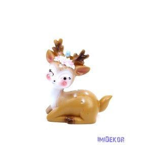 Kék madaras virágos őzike figura 5x7cm