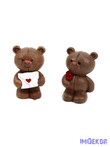Barna maci figura rózsával 4cm
