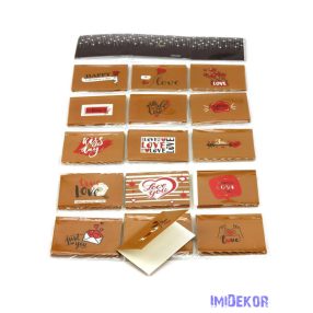 Ajándékkísérő kártya szett LOVE 120db/csomag - Tégla