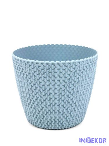 Horgolt mintás műanyag kaspó 15cm - Kék