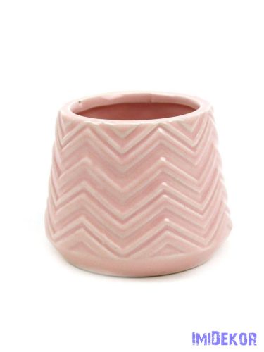 Széles aljú cikkcakk mintás kaspó 7cm - Rózsaszín