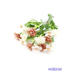 Vegyes virágú kis csokor 33cm 258 - Antik Barack - Fehér