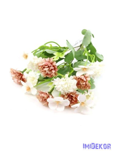 Vegyes virágú kis csokor 33cm 258 - Antik Barack - Fehér