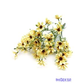 Margaréta selyem csokor műzölddel 50cm - Sárga