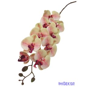 Orchidea 9 mű fejes ág 110cm - Zöld-Bordó középpel