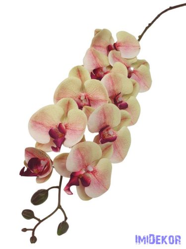 Orchidea 9 mű fejes ág 110cm - Zöld-Bordó középpel