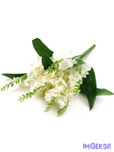 Fürtös virágú 9 ágú selyem csokor 50cm - Törtfehér