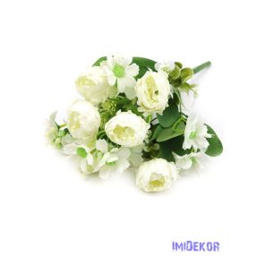 Boglárka csokor kiegészítőkkel 35cm - Fehér