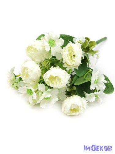 Boglárka csokor kiegészítőkkel 35cm - Fehér