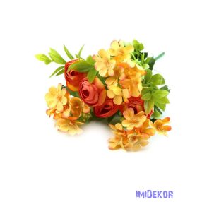 Boglárka + kis virágos selyem csokor 30cm 272 - Narancs