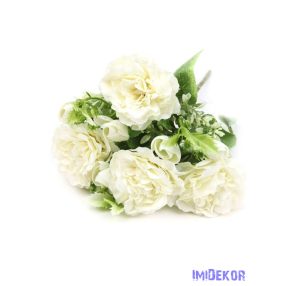Peónia selyemvirág csokor 32cm - Törtfehér