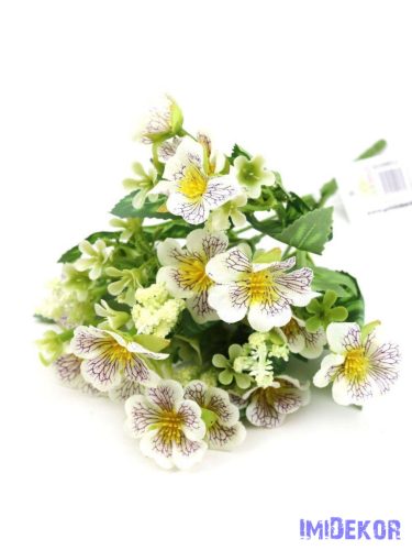Kisfejű árvácska csokor 28cm - Törtfehér