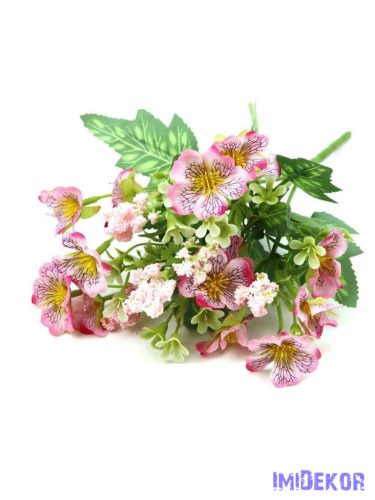 Kisfejű árvácska csokor 28cm - Rózsaszín