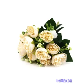 Boglárka selyemvirág csokor 30cm - Törtfehér