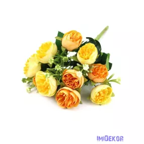 Boglárka selyemvirág csokor 30cm - Narancs-Sárga