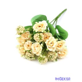 Rózsa selyem csokor díszítővel 29cm - Barack