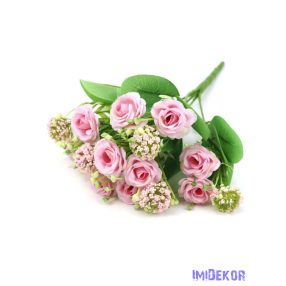 Rózsa selyem csokor díszítővel 29cm - Cirmos Rózsaszín