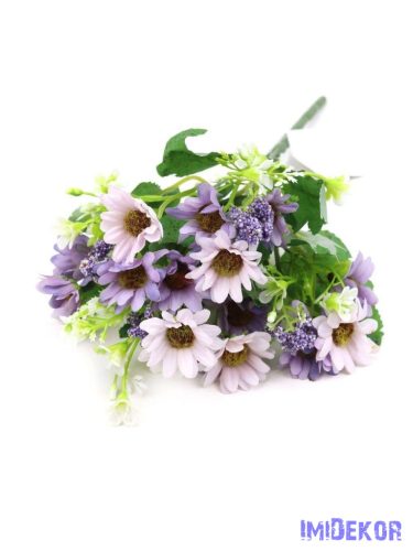 Vegyes színű margaréta csokor 28cm - Lila