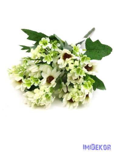 Vegyes színű margaréta csokor 28cm - Fehér